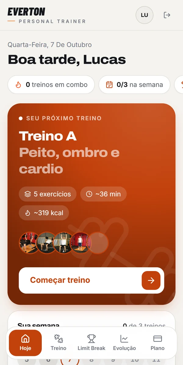 Treino do dia